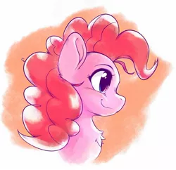 Size: 1427x1379 | Tagged: safe, artist:kurogewapony, derpibooru import, pinkie pie, earth pony, pony, blushing, bust, chest fluff, cute, diapinkes, female, happy, image, jpeg, mare, portrait, simple background, smiling, solo