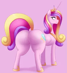 Size: 873x949 | Tagged: suggestive, artist:augustbebel, derpibooru import, princess cadance, alicorn, pony, butt, cropped, crown, female, folded wings, huge butt, image, jewelry, large butt, lovebutt, peytral, plot, png, regalia, solo, solo female, wings