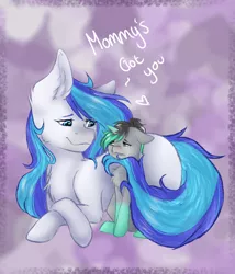 Size: 1834x2140 | Tagged: safe, artist:midnight magic, derpibooru import, oc, oc:hooklined, oc:midnight magic, comforting, crying, cute, female, image, mother and child, mother and daughter, png