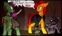 Size: 1280x737 | Tagged: semi-grimdark, artist:star-theft, derpibooru import, oc, unofficial characters only, earth pony, pony, unicorn, zebra, fallout equestria, amputee, image, jpeg, knife, levitation, magic, prosthetic limb, prosthetics, slave, telekinesis, vulgar