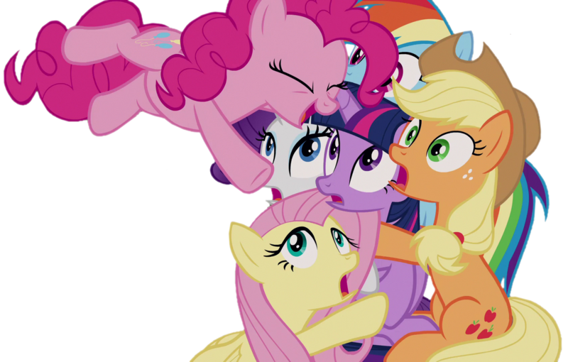 Size: 1280x816 | Tagged: safe, artist:twilyisbestpone, derpibooru import, edit, edited screencap, screencap, applejack, fluttershy, pinkie pie, rainbow dash, rarity, twilight sparkle, twilight sparkle (alicorn), alicorn, earth pony, pegasus, pony, unicorn, season 9, the summer sun setback, spoiler:s09, cute, diapinkes, female, gasp, hug, image, incoming hug, mane six, mare, not a vector, png, pounce, simple background, this will end in hugs, transparent background, uh oh