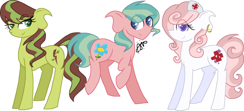 Size: 3071x1398 | Tagged: safe, artist:gallantserver, derpibooru import, oc, oc:juniper leaf, oc:mellow wisp, oc:paris redheart, unofficial characters only, earth pony, pony, female, image, male, mare, offspring, parent:aloe, parent:bulk biceps, parent:caramel, parent:hoity toity, parent:nurse redheart, parent:tree hugger, png, stallion