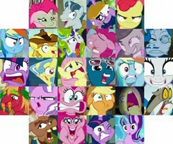 Size: 720x600 | Tagged: safe, derpibooru import, screencap, apple bloom, applejack, big macintosh, braeburn, diamond tiara, discord, fancypants, fashion plate, fluttershy, lemon hearts, pinkie pie, rainbow dash, rarity, spike, starlight glimmer, twilight sparkle, twilight sparkle (alicorn), alicorn, amending fences, appleoosa's most wanted, bloom and gloom, brotherhooves social, canterlot boutique, castle sweet castle, crusaders of the lost mark, do princesses dream of magic sheep, hearthbreakers, made in manehattan, make new friends but keep discord, party pooped, princess spike (episode), rarity investigates, scare master, season 5, slice of life (episode), tanks for the memories, the cutie map, the cutie re-mark, the hooffields and mccolts, the lost treasure of griffonstone, the mane attraction, the one where pinkie pie knows, what about discord?, arin hanson face, caption, do i look angry, exploitable meme, face, faic, flaskhead hearts, flutterscream, food, hayburn, i didn't listen, i'm pancake, image, image macro, jpeg, mane six, meme, pancakes, puffy cheeks, s5 starlight, text, tongue out, winnie the pink