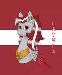 Size: 1280x1536 | Tagged: safe, artist:hiroultimate, derpibooru import, oc, ponified, pony, flag, image, jpeg, latvia, nation ponies, solo