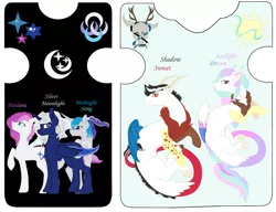 Size: 2794x2146 | Tagged: safe, artist:monse2001, derpibooru import, oc, oc:pandora, unofficial characters only, alicorn, draconequus, hybrid, pony, alicorn oc, draconequus oc, horn, image, interspecies offspring, offspring, parent:discord, parent:princess celestia, parent:princess luna, parents:canon x oc, parents:dislestia, png, raised hoof, wings