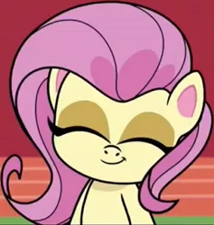 Size: 1920x2024 | Tagged: safe, derpibooru import, screencap, fluttershy, pegasus, pony, my little pony: pony life, the great divide, spoiler:pony life s01e25, cropped, cute, eyes closed, female, image, jpeg, mare, shyabetes, smiling, solo