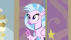 Size: 1280x720 | Tagged: safe, derpibooru import, screencap, silverstream, classical hippogriff, hippogriff, season 9, student counsel, spoiler:s09, female, i have several questions, image, png, surprised