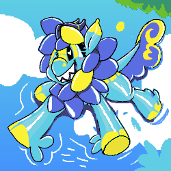 Size: 2000x2000 | Tagged: safe, artist:brainiac, derpibooru import, oc, oc:starrinite, inflatable pony, pony, pooltoy pony, animated, aseprite, female, floating, gif, image, inflatable, mare, pixel art, pool toy, solo, water