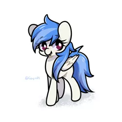 Size: 2000x2000 | Tagged: safe, artist:goyini01, derpibooru import, oc, oc:ivory quartz, unofficial characters only, pegasus, pony, eye clipping through hair, eyebrows, eyebrows visible through hair, female, folded wings, full body, high res, hooves, image, jpeg, mare, pegasus oc, signature, simple background, solo, standing, tail, trans female, transgender, two toned mane, two toned tail, white background, wings