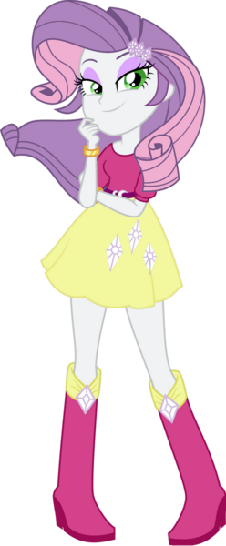 Size: 574x1391 | Tagged: safe, artist:assassins-creed1999, derpibooru import, rarity, equestria girls, belt, boots, clothes, high heel boots, image, palette swap, png, recolor, shirt, shoes, skirt, solo