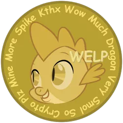 Size: 800x800 | Tagged: safe, artist:joey, derpibooru import, spike, dragon, .svg available, coin, dogecoin, image, male, monochrome, png, solo, text, vector