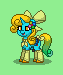 Size: 63x75 | Tagged: safe, artist:dematrix, derpibooru import, oc, oc:melly sarade, pony, unicorn, pony town, bow, clothes, ear piercing, green background, image, multicolored tail, picture for breezies, piercing, pixel art, png, saddle, simple background, smiling, socks, tack, tail, tail bow