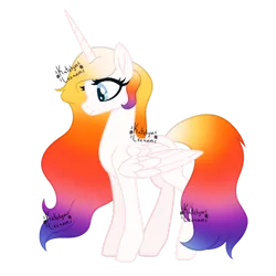 Size: 1280x1280 | Tagged: safe, artist:katelynleeann42, derpibooru import, oc, oc:sunny colors, alicorn, pony, female, image, mare, png, simple background, solo, transparent background