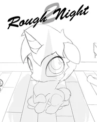 Size: 960x1200 | Tagged: safe, artist:miniferu, derpibooru import, oc, oc:handy hoofs, pony, unicorn, comic:rough night, comic:rough night 2, colt, comic, foal, image, jpeg, male, shadow, sketch, solo