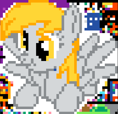 Size: 412x400 | Tagged: safe, derpibooru import, derpy hooves, pegasus, pony, female, image, mare, pixel art, png, r/place, reddit, scrunchy face, solo