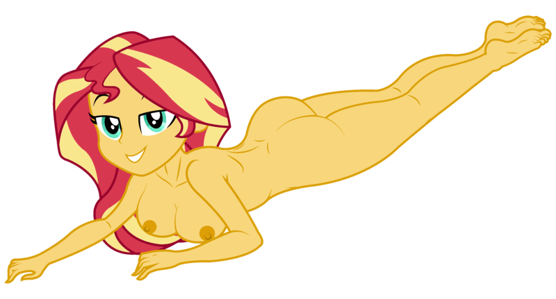 Size: 3250x1750 | Tagged: questionable, artist:uzzi-ponydubberx, derpibooru import, edit, editor:notabrony, vector edit, sunset shimmer, equestria girls, ass, barefoot, breasts, bunset shimmer, busty sunset shimmer, butt, feet, female, image, nipples, nudity, png, sexy, simple background, transparent background, vector