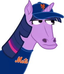 Size: 1213x1396 | Tagged: safe, artist:t.s. lightner, derpibooru import, twilight sparkle, pony, unicorn, .svg available, april fools, april fools 2022, clothes, female, hat, hoers, image, mare, new york mets, nft, png, shirt, simple background, transparent background, twilight sparkle (unicorn), vector