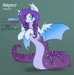 Size: 1360x1376 | Tagged: safe, artist:ampderg, derpibooru import, oc, oc:ampara, oc:amplitude, unofficial characters only, bat pony, lamia, original species, female, hybrid wings, image, png, reference sheet, solo, wings