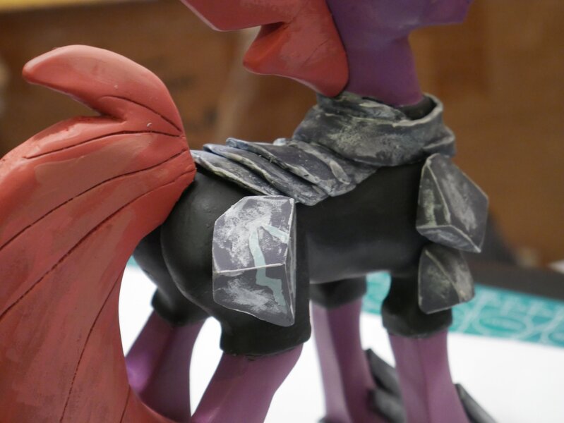 Size: 4096x3076 | Tagged: safe, artist:iron curtain, derpibooru import, tempest shadow, pony, unicorn, armor, clay, clay figure, female, hoof shoes, image, jpeg, mare, solo