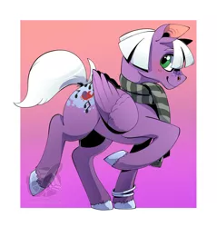 Size: 1518x1587 | Tagged: safe, artist:nynehells, derpibooru import, oc, unofficial characters only, pegasus, pony, bracelet, clothes, freckles, image, jewelry, jpeg, scarf, solo, striped scarf, watermark