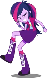 Size: 696x1147 | Tagged: safe, artist:iamsheila, derpibooru import, rainbow dash, equestria girls, boots, clothes, high heel boots, image, png, shirt, shoes, skirt, socks, solo