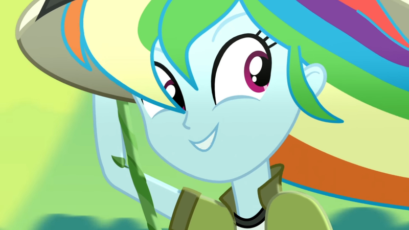 Size: 3410x1920 | Tagged: safe, derpibooru import, screencap, rainbow dash, eqg summertime shorts, equestria girls, leaping off the page, female, high res, image, jpeg, smiling, solo