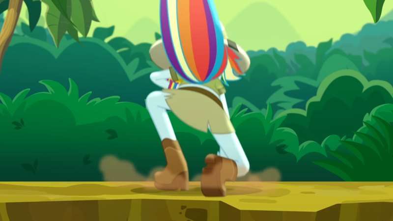 Size: 3410x1920 | Tagged: safe, derpibooru import, screencap, rainbow dash, eqg summertime shorts, equestria girls, leaping off the page, boots, clothes, female, high res, image, jpeg, shoes, solo