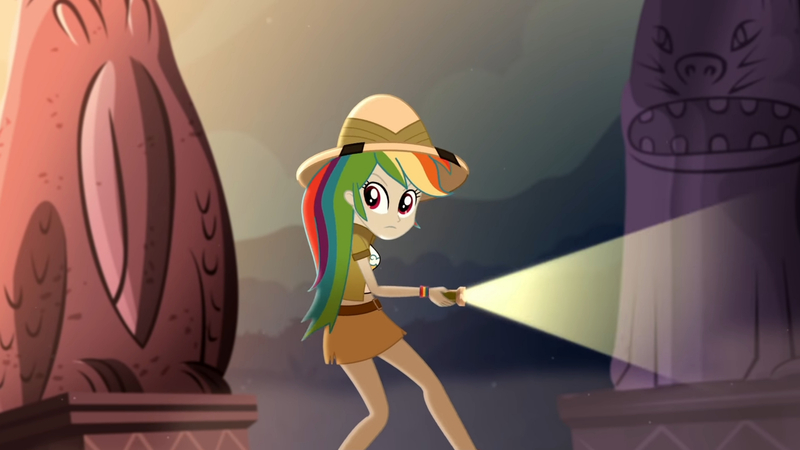 Size: 3410x1920 | Tagged: safe, derpibooru import, screencap, rainbow dash, eqg summertime shorts, equestria girls, leaping off the page, clothes, cutie mark, cutie mark on clothes, female, flashlight (object), high res, image, jpeg, solo