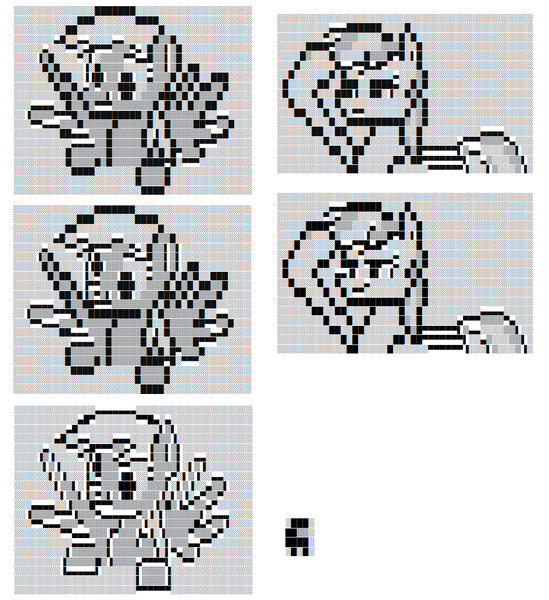 Size: 975x1066 | Tagged: safe, artist:fhoenox, derpibooru import, derpy hooves, rainbow dash, pegasus, pony, among us, april fools, i just don't know what went wrong, image, impostor, pixel art, png, r/place, reddit, text art, video game