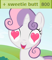 Size: 180x210 | Tagged: safe, derpibooru import, edit, edited screencap, screencap, sweetie belle, pony, unicorn, 800, caption, cropped, cute, derpimilestone, diasweetes, faic, female, filly, foal, heart eyes, horny, image, image macro, looking at you, meta, milestone, open mouth, png, smiling, solo, text, wingding eyes