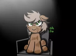 Size: 678x497 | Tagged: safe, artist:neuro, derpibooru import, oc, unofficial characters only, earth pony, pony, chair, female, image, mare, oh no, png, runescape, sitting, smiling, solo, spotlight, sweat