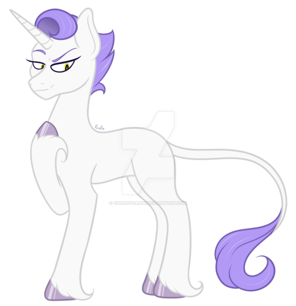 Size: 1280x1325 | Tagged: safe, artist:cherrycandi, derpibooru import, oc, oc:faire, classical unicorn, pony, unicorn, cloven hooves, genderless, image, leonine tail, long tail, nonbinary, obtrusive watermark, png, simple background, smug, solo, tail, transparent background, unshorn fetlocks, watermark