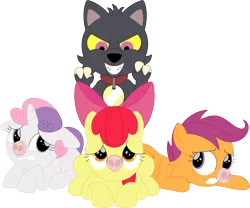 Size: 3560x2956 | Tagged: safe, artist:porygon2z, derpibooru import, apple bloom, scootaloo, sweetie belle, cutie mark crusaders, image, king (the owl house), png, the owl house