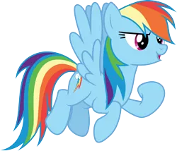 Size: 3497x3000 | Tagged: safe, artist:cloudyglow, derpibooru import, rainbow dash, pegasus, pony, shadow play, .ai available, female, flying, full body, high res, hooves, image, mare, open mouth, png, raised hoof, simple background, solo, spread wings, tail, transparent background, vector, wings