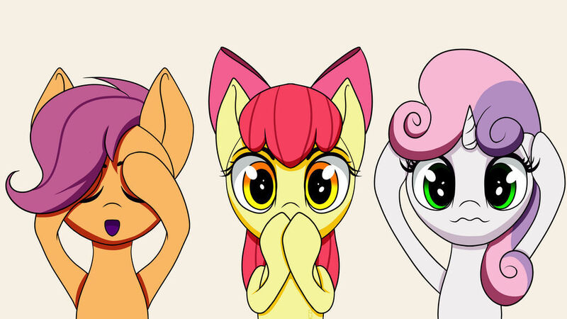 Size: 1024x576 | Tagged: safe, artist:arcuswind, derpibooru import, apple bloom, scootaloo, sweetie belle, earth pony, pegasus, pony, unicorn, cutie mark crusaders, female, filly, foal, image, jpeg