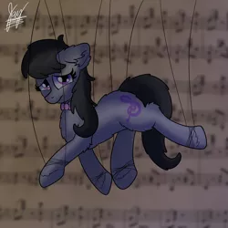 Size: 2048x2048 | Tagged: safe, artist:jay_wackal, derpibooru import, octavia melody, earth pony, a puppet to her fame, image, png, sad, strings, suspended