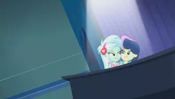 Size: 3410x1920 | Tagged: safe, derpibooru import, screencap, bon bon, lyra heartstrings, sweetie drops, equestria girls, rainbow rocks, duo, duo female, female, high res, image, jpeg, looking at each other, musical instrument, piano, smiling, smiling at each other, under our spell