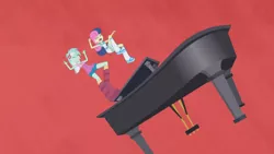 Size: 3410x1920 | Tagged: safe, derpibooru import, screencap, bon bon, lyra heartstrings, sweetie drops, equestria girls, rainbow rocks, boots, clothes, duo, duo female, eyes closed, female, high res, image, jpeg, musical instrument, open mouth, piano, shoes, under our spell