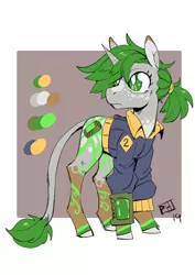 Size: 1240x1754 | Tagged: safe, artist:scarfyace, derpibooru import, oc, oc:littlepip, unofficial characters only, pony, unicorn, fallout equestria, alternate design, female, image, leonine tail, mare, pipbuck, png, simple background, socks (coat marking), tasteless, twitterina design, white background