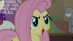 Size: 1280x720 | Tagged: safe, derpibooru import, edit, edited screencap, editor:quoterific, screencap, fluttershy, pegasus, pony, fluttershy leans in, season 7, female, image, jpeg, mare, open mouth, open smile, smiling, solo, text