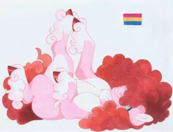 Size: 3900x2962 | Tagged: safe, artist:frozensoulpony, derpibooru import, pinkie pie, pony, alternate design, headcanon, image, jpeg, pride flag, sexuality headcanon, solo, traditional art