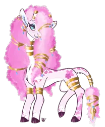 Size: 1944x2336 | Tagged: safe, artist:-censored-, derpibooru import, giraffe, female, flower, flower in hair, image, long hair, long neck, pink hair, png, solo