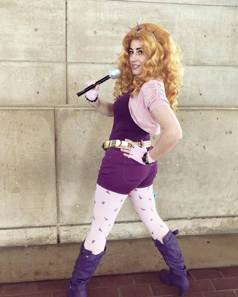 Size: 1080x1350 | Tagged: safe, artist:briannacherrycosplay, derpibooru import, adagio dazzle, human, bronycon, bronycon 2019, equestria girls, clothes, cosplay, costume, fingerless gloves, gloves, hand on hip, image, irl, irl human, jpeg, photo, solo