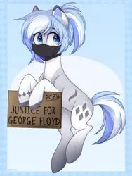 Size: 828x1100 | Tagged: safe, artist:higgly-chan, derpibooru import, oc, unofficial characters only, pony, acab, black lives matter, commission, face mask, female, george floyd, image, mare, mask, png, politics, sign