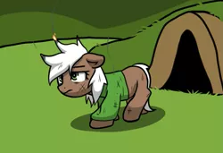 Size: 831x569 | Tagged: safe, artist:neuro, derpibooru import, oc, unofficial characters only, earth pony, pony, burnt, female, filly, foal, image, png, runescape, singed, solo