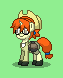 Size: 63x78 | Tagged: safe, artist:dematrix, derpibooru import, ponified, pony, unicorn, pony town, bag, clothes, female, fio germi, green background, hat, image, mare, metal slug, pixel art, png, saddle bag, shoes, simple background