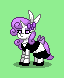 Size: 64x78 | Tagged: safe, artist:dematrix, derpibooru import, oc, oc:maid marry, pony, unicorn, pony town, bedroom eyes, bow, clothes, female, green background, hairpin, image, maid, maid headdress, mare, pixel art, png, shoes, simple background, tail, tail bow