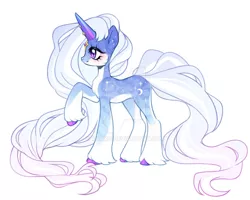 Size: 1024x821 | Tagged: safe, artist:miioko, derpibooru import, oc, unofficial characters only, pony, unicorn, deviantart watermark, female, horn, image, jpeg, mare, obtrusive watermark, raised hoof, simple background, smiling, solo, unicorn oc, watermark, white background