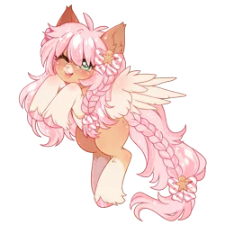Size: 1024x1024 | Tagged: safe, artist:miioko, derpibooru import, oc, unofficial characters only, pegasus, pony, braid, braided tail, deviantart watermark, female, image, mare, obtrusive watermark, one eye closed, pegasus oc, png, rearing, simple background, smiling, solo, tail, transparent background, watermark, wings, wink