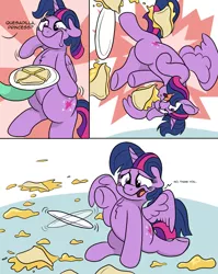 Size: 2383x2998 | Tagged: safe, artist:pony-thunder, derpibooru import, twilight sparkle, twilight sparkle (alicorn), alicorn, pony, comic, female, floppy ears, folded wings, food, image, mare, partially open wings, png, quesadilla, raised hoof, wings